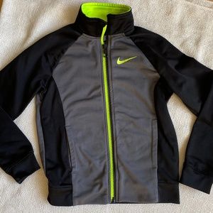 NIKE Boys 6 Med. Gray/Black/Lime Zippered Jacket - Excellent Condition!
